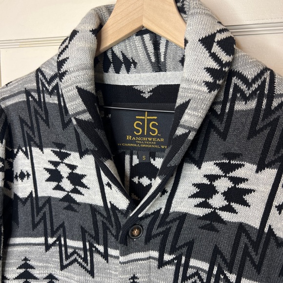STS Ranchwear Aztec Shawl Collar Knit Cardigan Sweater - Picture 3 of 5